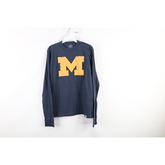 47 Brand Mens Small Faded University of Michigan Block M Long Sleeve T-Shirt - Picture 1 of 9